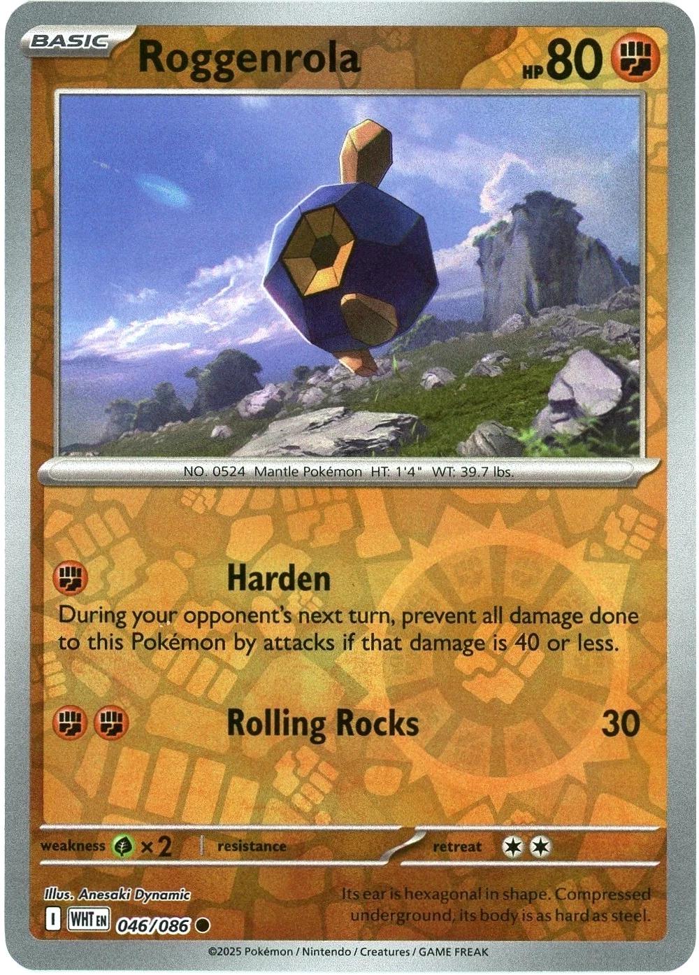 White Flare Roggenrola [Reverse] Pokémon card